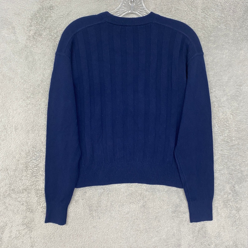 Madewell Cashmere Crewneck Sweater Navy Blue Ribbed Back NY910 Mens XXS NWT - Picture 7 of 8